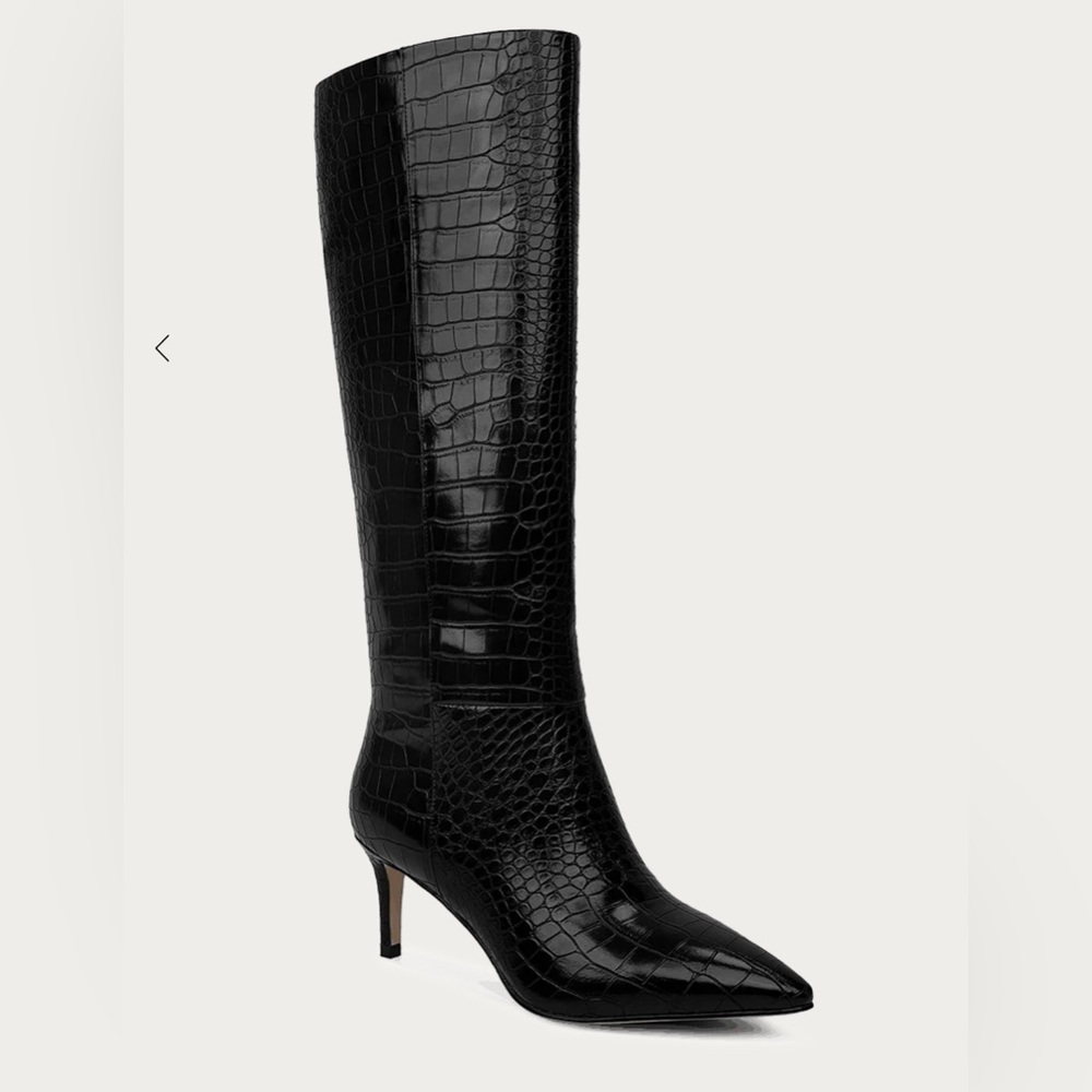 Wetkiss Classic Crocodile Embossed Knee High Boots 8.5